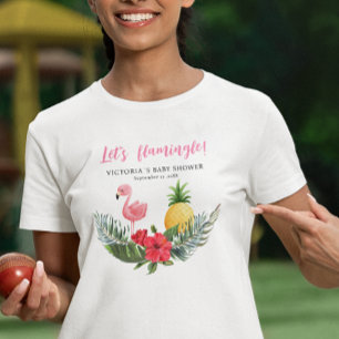 Camiseta Flamingo Tropical Es una niña Baby Shower 
