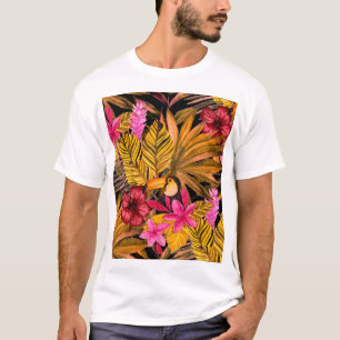 Camiseta Flamingo tropical: Patrón de verano de Hibiscus