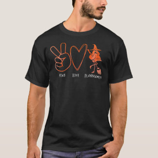 Camiseta Flamingo Tropical Peace Love Flamingoween Orange F