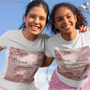 Camiseta Flamingo tropical Quinceañera, personalizado