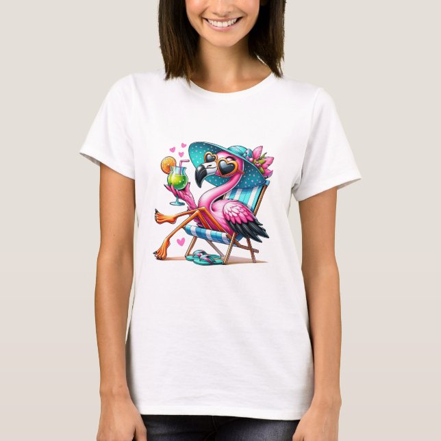 Camiseta Flamingo verano fresco (Anverso)