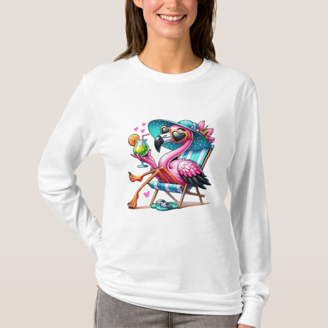 Camiseta Flamingo verano fresco (Anverso)