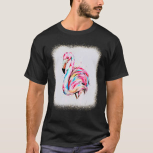 Camiseta Flamingo Watercolor Love r Dad Mom Leopard Bleach