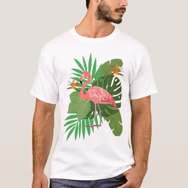 Camiseta Flamingo with leaves (Anverso)
