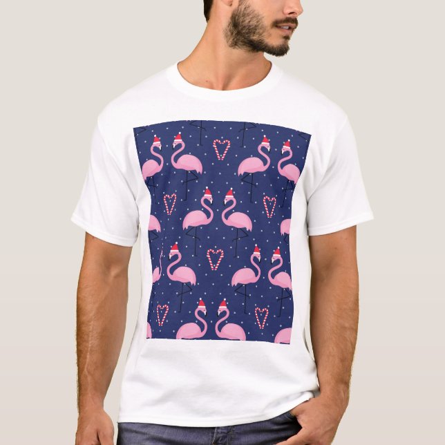 Camiseta Flamingo Xmas Gorra Candy Pattern (Anverso)
