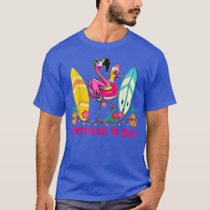 Camiseta Flamingo Xmas Luces gafas de sol Surfing Beach Sum