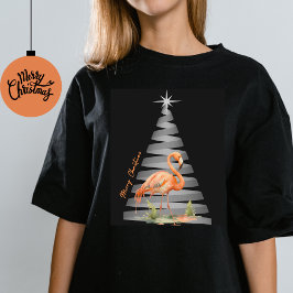 Camiseta Flamingo y árbol Navidades de Merry Florida