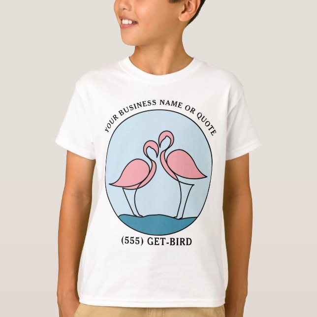 Camiseta Flamingo Your Business Logo Art Photo Quote Kid's (Anverso)