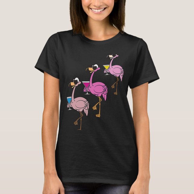 Camiseta Flamingos bebe mimosa alcohol de ave agradable (Anverso)