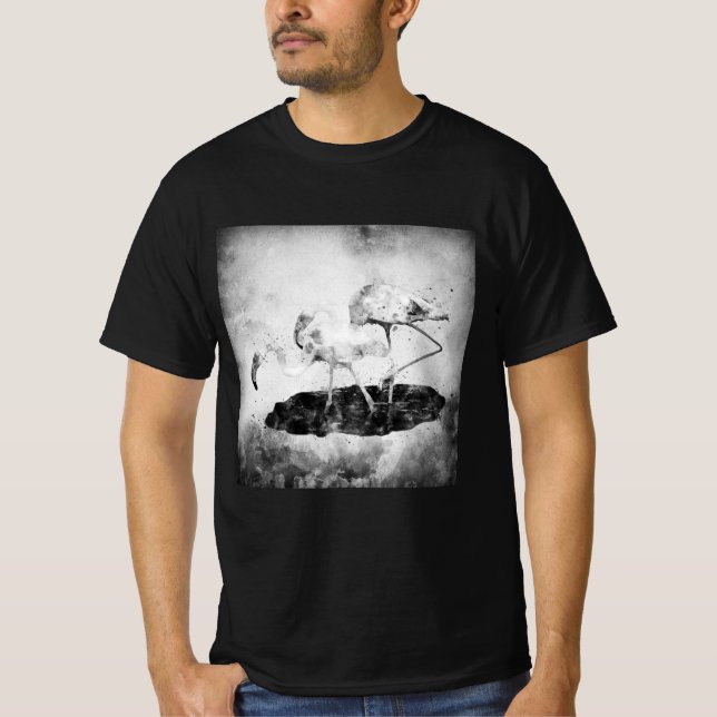 Camiseta Flamingos de color blanco y negro (Anverso)