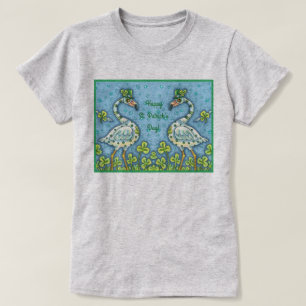 CAMISETA FLAMINGOS DE PUNTO VERDE DE POLKA, DIVERTIDO ST. E