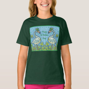 CAMISETA FLAMINGOS DE PUNTO VERDE DE POLKA, DIVERTIDO ST. E