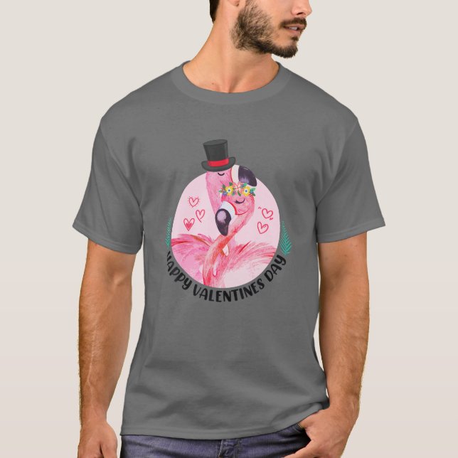 Camiseta Flamingos del Día de San Valentín 2022 con flamenc (Anverso)