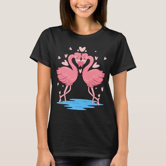 Camiseta Flamingos El día de San Valentín por pareja enamor (Anverso)
