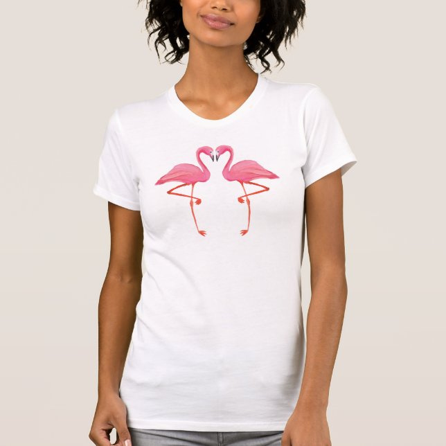 Camiseta Flamingos rosados FLAMINGO CORAZÓN vacaciones trop (Anverso)
