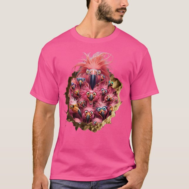 Camiseta Flamingos rosados Locos y Graciosos! (Anverso)