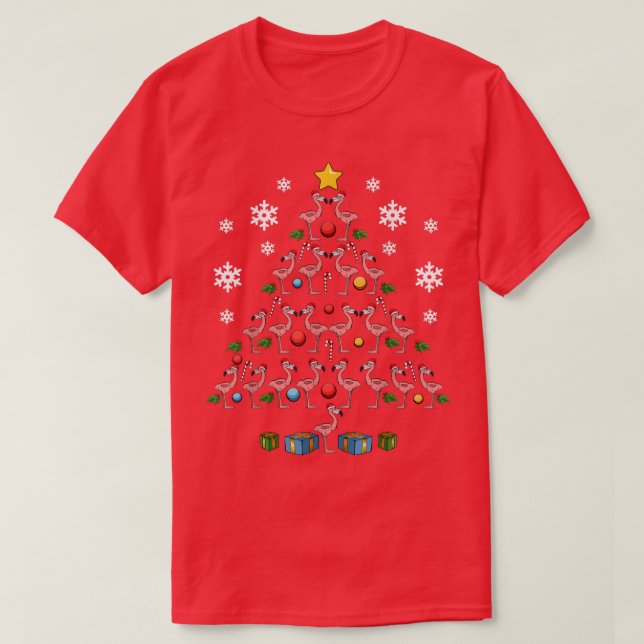 Camiseta Flamingos Tree Santa Fun Cute Celebrar Feliz Chris (Diseño del anverso)
