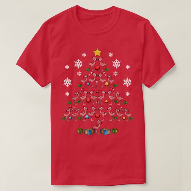 Camiseta Flamingos Tree Santa Fun Cute Celebrar Feliz Chris (Diseño del anverso)