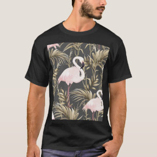 Camiseta Flamingos y Oro: Elegancia tropical rosa.