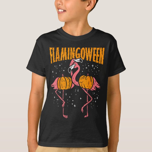Camiseta Flamingoween Pumpkin Flamingos Funny Bird Hallowee (Anverso)