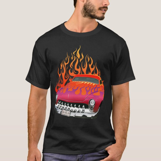 Camiseta flamme voiture americaine hot rod muscle car vinta (Anverso)