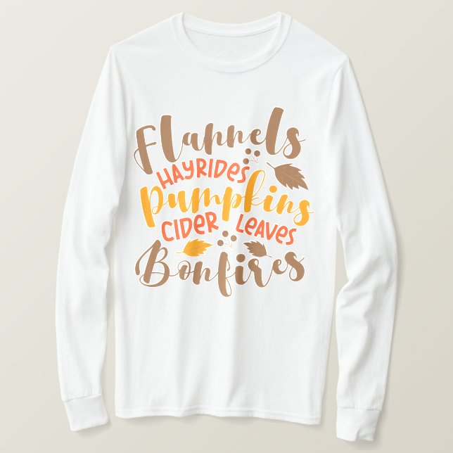 Camiseta Flandes Hay Rides Pumpkins Cider Sale Fuegos (Anverso del diseño)