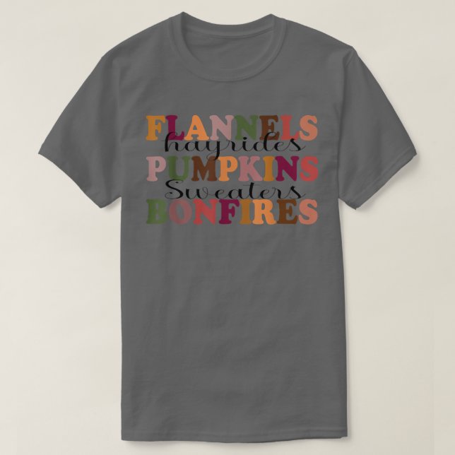 Camiseta Flandes Hayrides Pumpkins Caer Vibes Otoño Gracias (Diseño del anverso)
