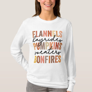 Camiseta Flanels Hayrides Pumpkins Dulces Vintage Bonfir