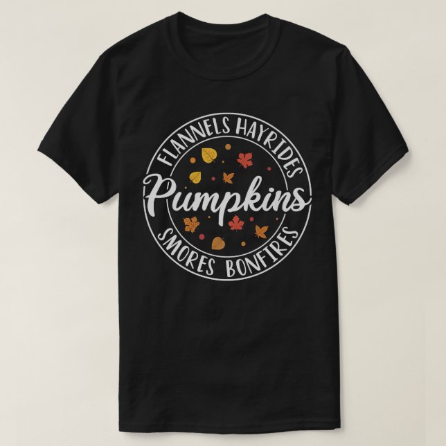 Camiseta Flanels Hayrides Pumpkins Smores Bonfires Funny A (Diseño del anverso)
