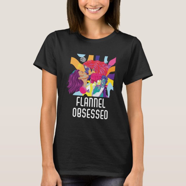 Camiseta Flannel Obsesionó Bisexual Orgullo Arcoiris Bisexu (Anverso)