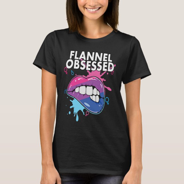 Camiseta Flannel Obsessed Bisexual Rainbow Pride Bisexualit (Anverso)