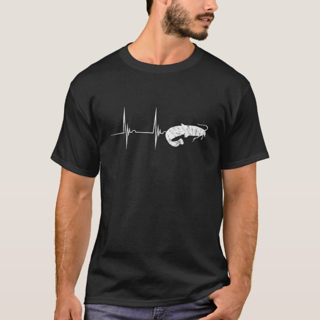 Camiseta Flathead Catfish Angler Heartbeat Ekg Pulse Fish C (Anverso)