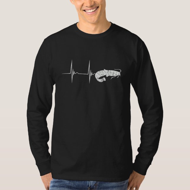 Camiseta Flathead Catfish Angler Heartbeat Ekg Pulse Fish C (Anverso)