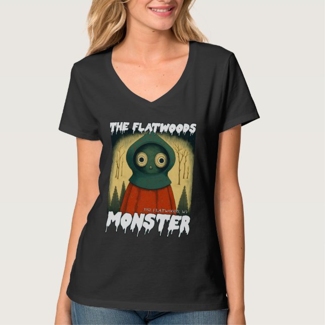 Camiseta Flatwoods Monster Braxie 1952 Creepy Alien Cryptid (Anverso)