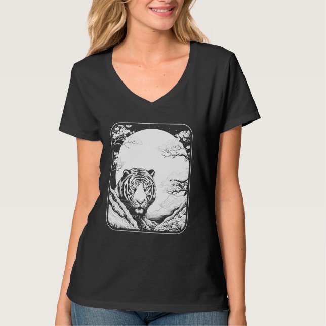 Camiseta Flauta de cerezo Gran Gato de la Luna - Tige de an (Anverso)