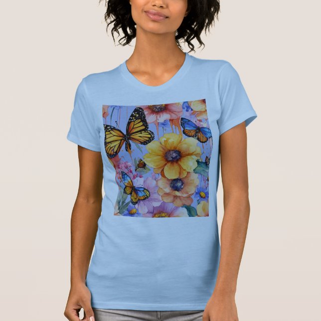 Camiseta Flauta de corazón: Silhouette mariposa T-Shirt De (Anverso)