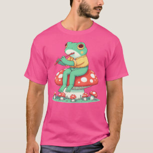Camiseta Flauta de hongo de rana suave jugando a flauta