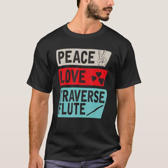 Camiseta Flauta de instrumentos musicales de Peace Love Tra (Anverso)