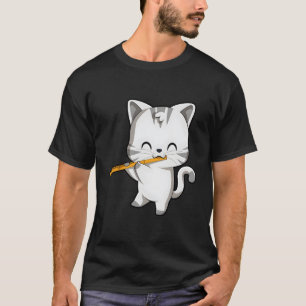 Camiseta Flauta de juego de gato suave