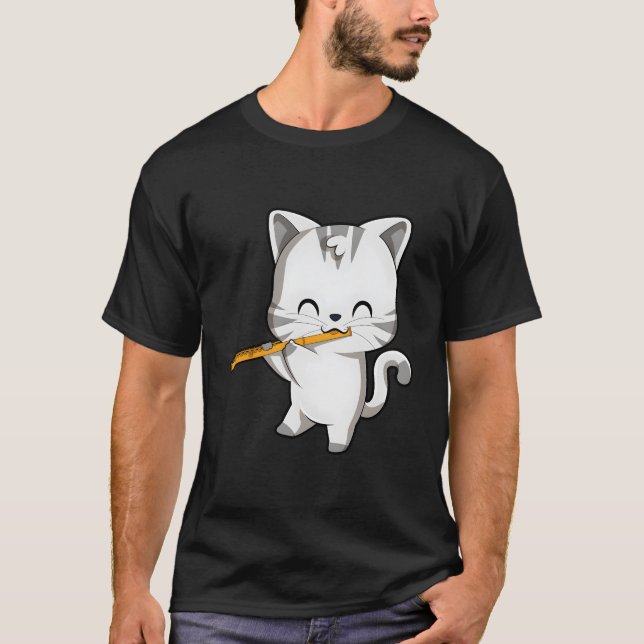 Camiseta Flauta de juego de gato suave (Anverso)
