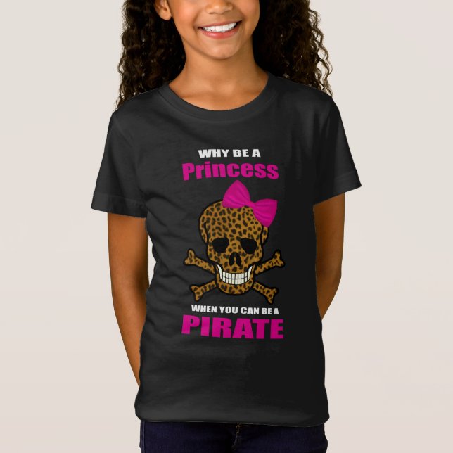 Camiseta Flauta de princesa pirata de Bow rosada de leopard (Anverso)