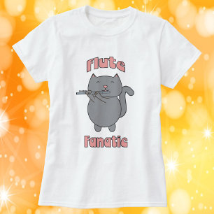 Camiseta Flauta Fantástica Gato Gris Rosa