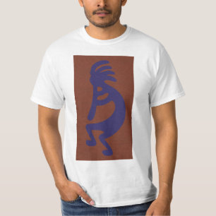 Camiseta Flauta Jugando a la figura de Kokopelli - Azul sob