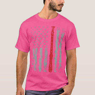Camiseta Flauta Música Bandera Estadounidense Diseño Gracio
