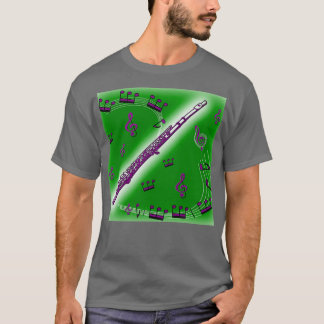 Camiseta Flauta púrpura profunda contra un fondo verde oscu