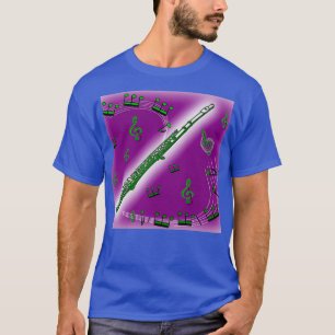 Camiseta Flauta verde oscura contra fondo púrpura profundo