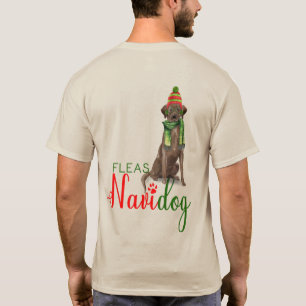Camiseta Fleas Navidog Chocolate Lab Navidades graciosos de