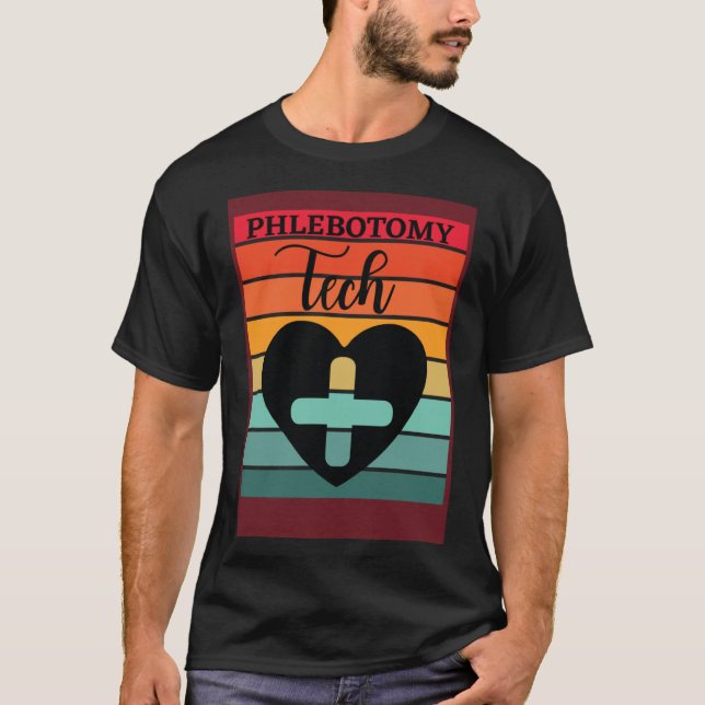 Camiseta Flebotomía del corazón retro Phlebotomy Tech Techn (Anverso)