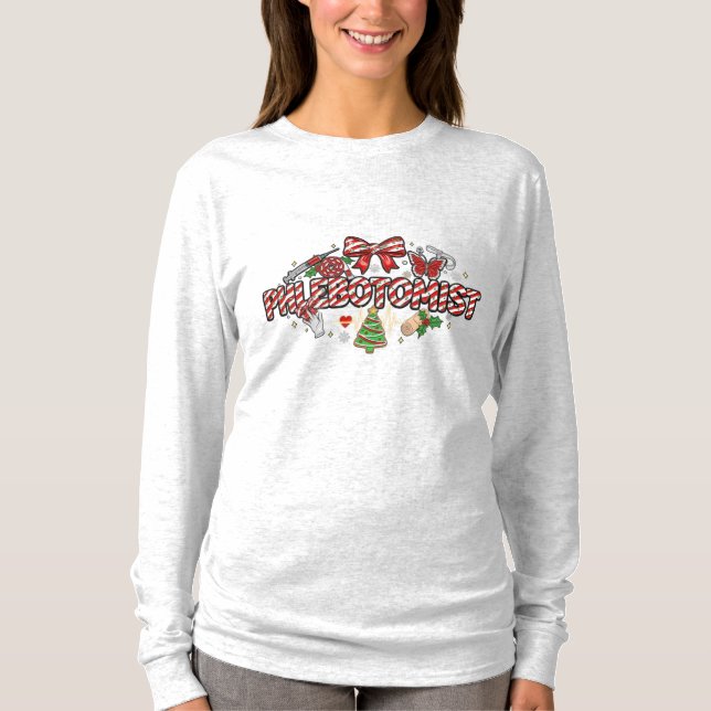 Camiseta Flebotomista Manga Larga de Navidad (Anverso)