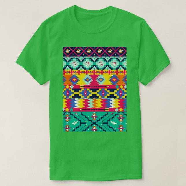 Camiseta Flecha de aves de patrón azteca nativa (Diseño del anverso)
